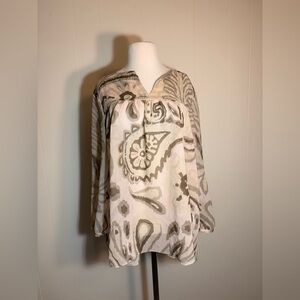 Lucky Brand Sheer Gray Floral Blouse